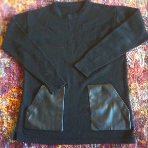 J Crew Merino Wool sweater with faux leather pockets M